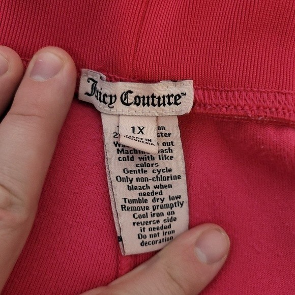 Iconic Juicy Couture Plus Size 1X Velour Track Pants Hot Pink Y2K Barbiecore - Picture 7 of 11